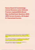   Kansas Board of Cosmetology - License Renewal&comma; Latest Ultimate Premium Update&lpar;2025&rpar;&vert;Brand New Verified Exam Questions With 100&percnt; Correct Answers&comma; All Graded A&plus; Guaranteed Success&period;