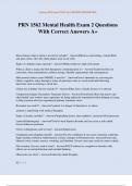 PRN 1562 Mental Health Exam 2 Questions With Correct Answers A&plus;