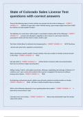 State of Colorado Sales License Test questions with correct answers
