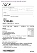 &period; Actual 2024 AQA GCSE PSYCHOLOGY 8182&sol;2 Paper 2 Question Paper &plus; Mark Scheme
