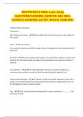 MRI PHYSICS 2 FINAL Exam Study QUESTIONS&sol;ANSWERS &lpar;VERIFIED AND WELL DETAILED ANSWERS&rpar; LATEST UPDATE 2024&sol;2025