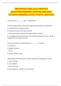 MRI PHYSICS FINAL Exam PRACTICE QUESTIONS&sol;ANSWERS &lpar;VERIFIED AND WELL DETAILED ANSWERS&rpar; LATEST UPDATE 2024&sol;2025