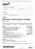  Actual 2024 AQA GCSE RELIGIOUS STUDIES &lpar;SHORT COURSE&rpar; 8061&sol;3 Section 3&colon; Islam QP &plus; Mark Scheme