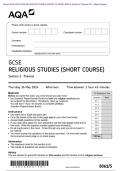  Actual 2024 AQA GCSE RELIGIOUS STUDIES &lpar;SHORT COURSE&rpar; 8061&sol;5 Section 5 Themes QP &plus; Mark Scheme