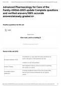 Advanced Pharmacology for Care of the Family-NR566-2025 update Complete questions and verified answers&sol;100&percnt; accurate answers&vert;already graded A&plus;