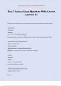 Teas 7 Science Exam Questions With Correct Answers A&plus;