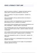 CIVIC LITERACY TEST UNF questions and answers
