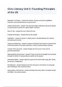 Civic Literacy Unit 2- Founding Principles of the US questions and answers