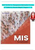 TEST BANK For Management Information Systems&comma; 11th Edition by Hossein Bidgoli&comma; Verified Chapters 1 - 14&comma; Complete Newest Version