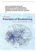 &lbrack;TEST BANK&rsqb; PRINCIPLES OF  BIOCHEMISTRY BY LEHNINGER 6th EDITION ACTUAL QUESTIONS WITH  VERIFIED ANSWERS ALREADY GRADED  A&plus;