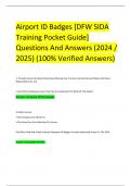  Airport ID Badges &lbrack;DFW SIDA Training Pocket Guide&rsqb; Questions And Answers &lpar;2024 &sol; 2025&rpar; &lpar;100&percnt; Verified Answers&rpar;