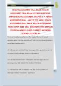 HEALTH ASSESSMENT FINAL EXAM&comma; HEALTH  ASSESSMENT FINAL EXAM&colon; REVIEW QUESTIONS&comma; JARVIS HEALTH ASSESSMENT CHAPTER 1-7&comma; HEALTH  ASSESSMENT FINAL - JARVIS TEST BANK&comma; HEALTH  ASSESSMENT FINAL EXAM&comma; HEALTH ASSESSMENT FINAL EXAM 2025- 2026 QUESTIONS WITH DETAILE