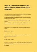 HOSPITAL PHARMACY FINAL EXAM 2025 QUESTIONS & ANSWERS  100&percnt; VERIFIED ANSWERS&excl;&excl;