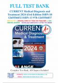 TEST BANK For Current Medical Diagnosis And Treatment 2024&comma; 63rd Edition By Maxine Papadakis&comma; Stephen Mcphee&comma; Verified Chapters 1 - 42&comma; Complete Newest Version