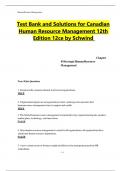 Test Bank and Solutions for Canadian Human Resource Management 12th Edition 12ce by Schwind &vert;COMPLETE STUDY GUIDE &vert; GRADE A&plus;&period;