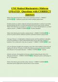 UNE Medical Biochemistry Midterm UPDATED Questions with CORRECT  Answers