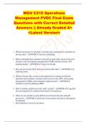 WGU C215 Operations  Management PVDC Final Exam  Questions with Correct Detailed  Answers &vert;&vert; Already Graded A&plus; <Latest Version>