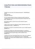 Long Term Care and Administration Exam 1 Review questions and answers