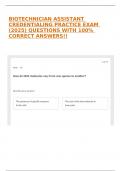 BIOTECHNICIAN ASSISTANT CREDENTIALING PRACTICE EXAM &lpar;2025&rpar; QUESTIONS WITH 100&percnt; CORRECT ANSWERS&excl;&excl;