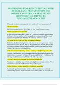 WASHINGTON REAL ESTATE TEST 2025 WITH  400 REAL EXAM PREP QUESTIONS AND  CORRECT ANSWERS&sol; WA REAL ESTATE  LICENSURE TEST 2025&sol; WA RE  FUNDAMENTALS EXAM 2025