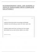 OCEANOGRAPHY GEOL 200 QUEENS U 2024&sol;25 QUESTIONS WITH COMPLETE SOLUTIONS&excl;&excl;