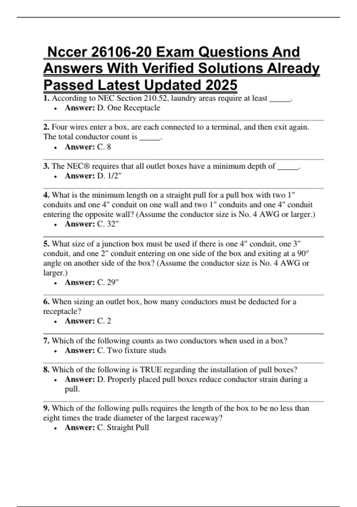 Nccer 26106-20 Exam Questions And Answers With Verified Solutions ...