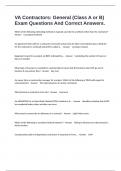 VA Contractors&colon; General &lpar;Class A or B&rpar; Exam Questions And Correct Answers&period;