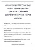 ABMDI EVIDENCE TEST FINAL EXAM  NEWEST EXAM ACTUAL EXAM  COMPLETE ACCURATE EXAM  QUESTIONS WITH DETAILED VERIFIED  ANSWERS
