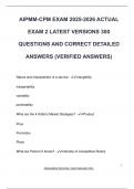 AIPMM-CPM EXAM 2025-2026 ACTUAL  EXAM 2 LATEST VERSIONS 300  QUESTIONS AND CORRECT DETAILED  ANSWERS &lpar;VERIFIED ANSWERS&rpar;