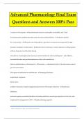 Advanced Pharmacology Final Exam Questions and Answers 100&percnt; Pass