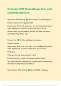 Orthotics CPM Physical Exam Prep with complete solutions&vert; Latest 2025&sol;2026