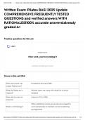 Written Exam&colon; Pilates BASI 2025 Update COMPREHENSIVE FREQUENTLY TESTED QUESTIONS and verified answers WITH RATIONALES&vert;100&percnt; accurate answers&vert;already graded A&plus;