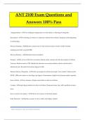 ANT 2100 Exam Questions and Answers 100&percnt; Pass