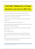 ANT 2100 - Midterm Ch&period; 1-2 Exam Questions and Answers 100&percnt; Pass