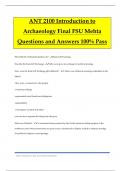 ANT 2100 Introduction to Archaeology Final FSU Mehta Questions and Answers 100&percnt; Pass