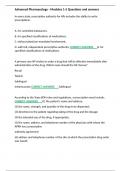Advanced Pharmacology - Modules 1-5 Questions and answers &Tab;