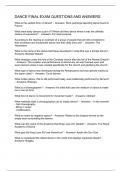 DANCE FINAL EXAM QUESTIONS AND ANSWERS