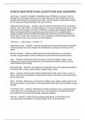 DANCE MASTERS EXAM QUESTIONS AND ANSWERS