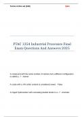 PTAC 1354 Industrial Processes Final Exam Questions And Answers 2025