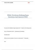 FINAL Petroleum Refining Exam Questions And Answers 2025