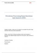 Petroleum Processing Exams Questions And Answers 2025