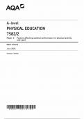 AQA A LEVEL PHYSICAL EDUCATION PAPER 2 MARK SCHEME 2024 (7582/2)