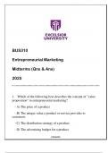 BUS310 Entrepreneurial Marketing &lpar;Excelsior&rpar; Midterms Qns & And 2025&period;
