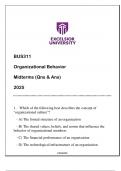 BUS311 Organizational Behavior &lpar;Excelsior&rpar; Midterms Qns & And 2025