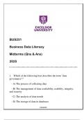 BUS231 Business Data Literacy &lpar;Excelsior&rpar; Midterms Qns & And 2025&period;