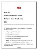 NUR 440 Community & Public Health &lpar;ASU&rpar; Midterms Exam Qns & And 2025
