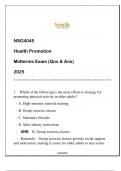 NSG4045 Health Promotion &lpar;SU&rpar; Midterms Exam Qns & And 2025