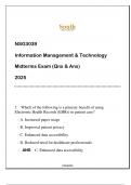 NSG3039 Information Management & Technology &lpar;SU&rpar; Midterms Exam Qns & And 2025&period;