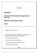 NSG5002 Advanced Theoretical Perspectives for Nursing &lpar;SU&rpar; Midterms Exam Qns & And 2025