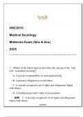 HSC2010 Medical Sociology &lpar;SU&rpar; Midterms Exam Qns & And 2025